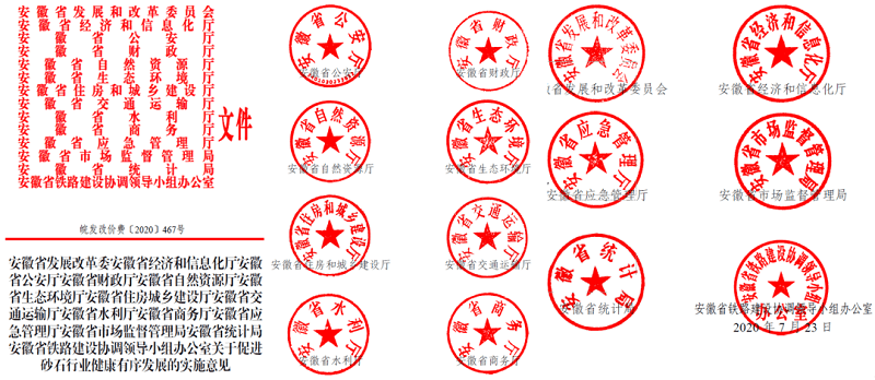 为促进机制砂健康有序发展，安徽省发改委发布了实施方案文件